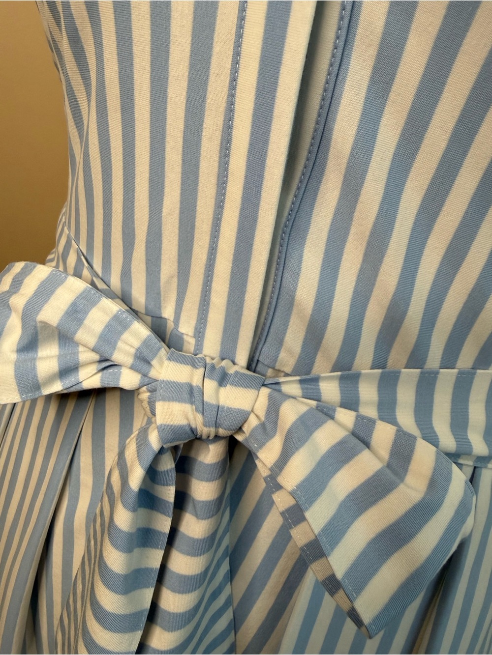 41 Hawthorn Blue and White Striped Tie-Front Midi Dress - Picture 5 of 8